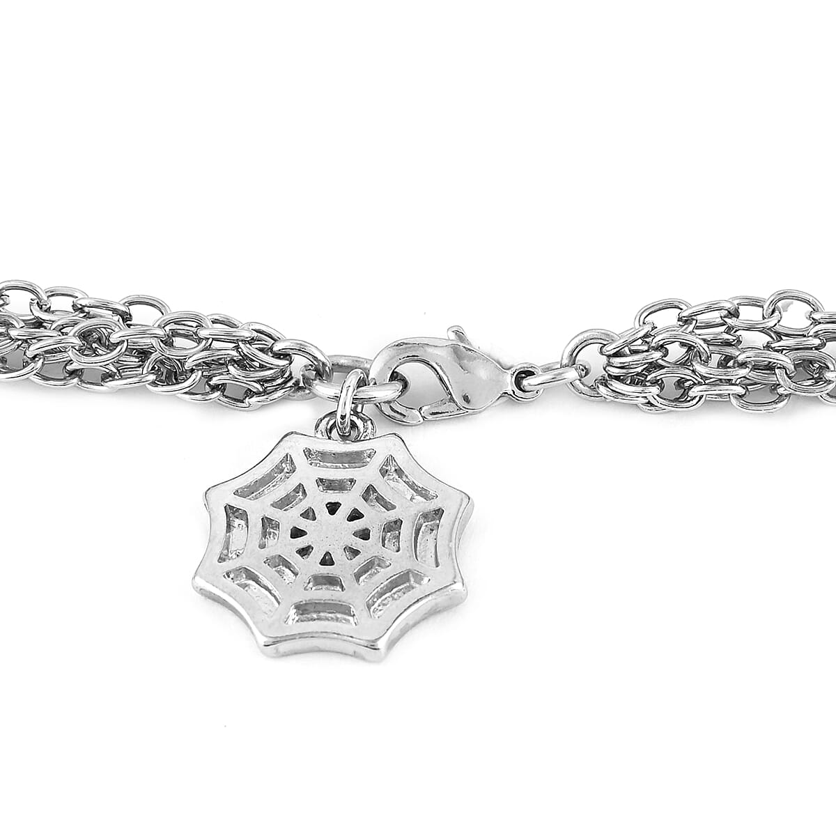 MARVEL Simulated Diamond Spider-Man Multi-Chain Necklace with Spider Head and Spider Charms (18 Inches in Silvertone image number 4