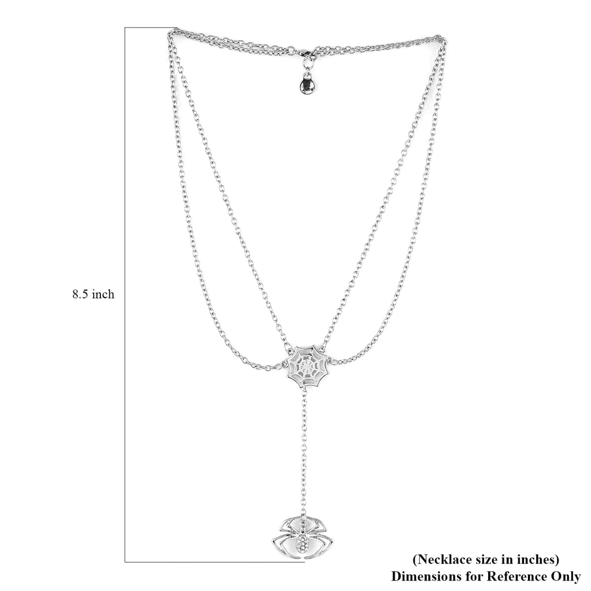 MARVEL Simulated Diamond Spider-Man Lariat Spider Necklace (16 Inches) in Silvertone image number 4