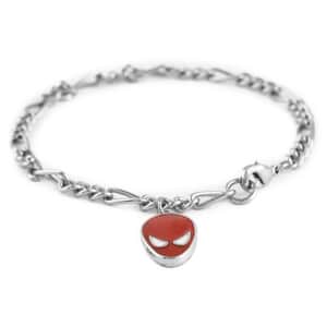 Spider-Man Figaro Red Enamel Face Bracelet in Silvertone (7.00 In)