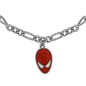 Spider-Man Figaro Red Enamel Face Bracelet in Silvertone (7.00 In)