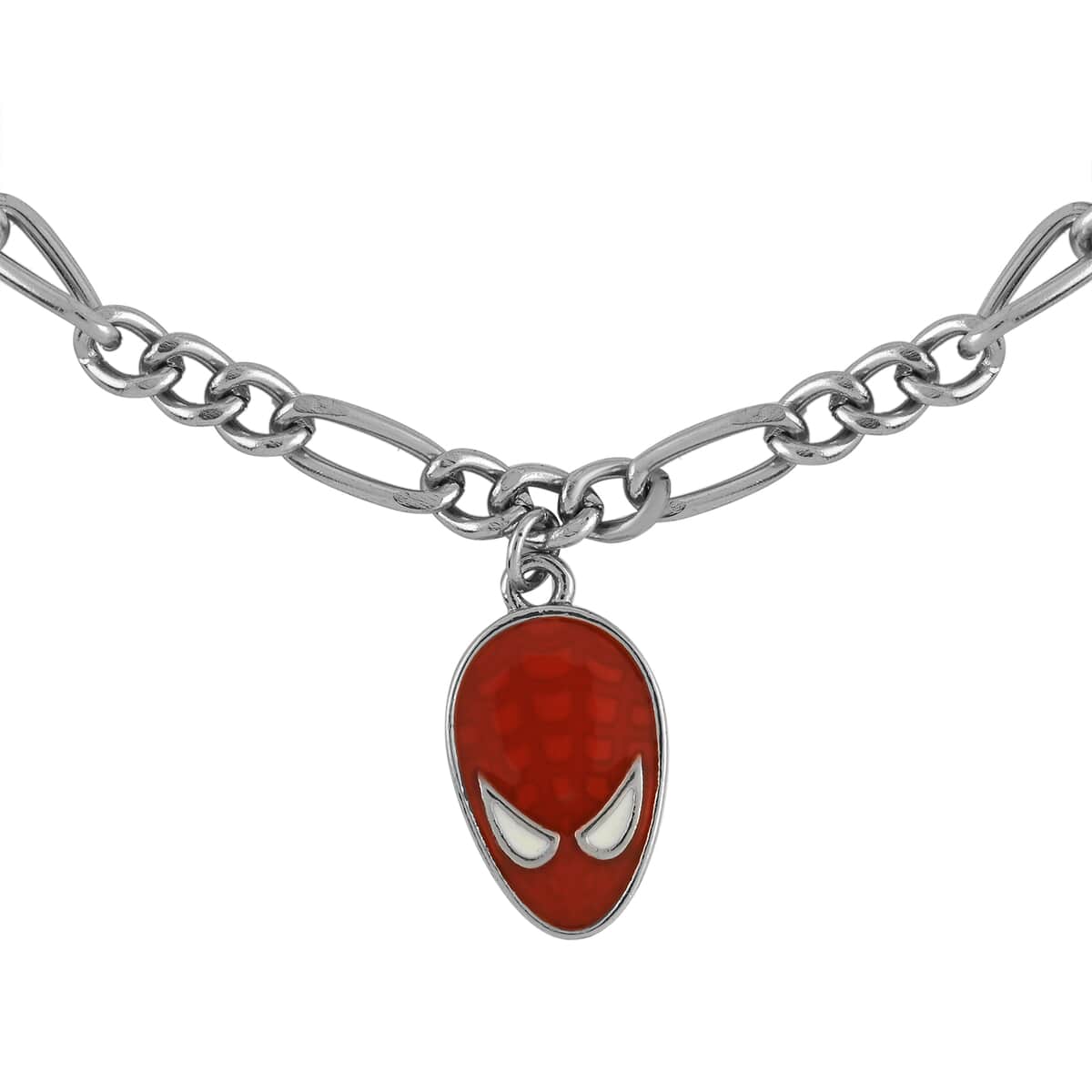 Marvel Spider-Man Figaro Red Enamel Face Bracelet in Silvertone (7.00 In) image number 2