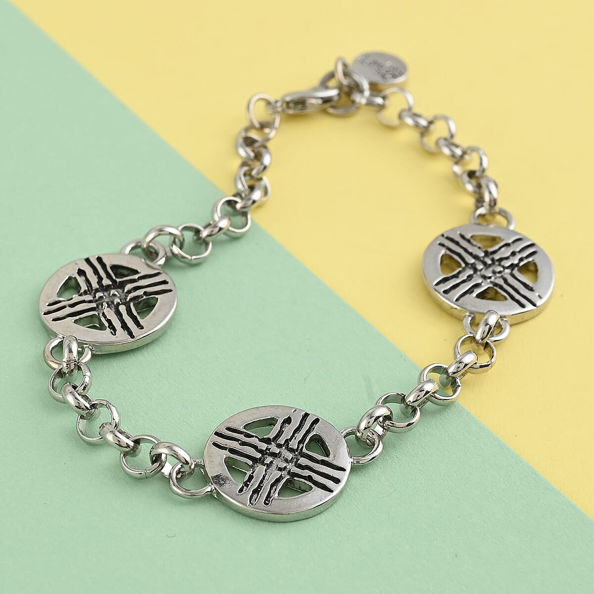 MARVEL Wolverine Multi Logo Bracelet in Silvertone (7.00 In) image number 1