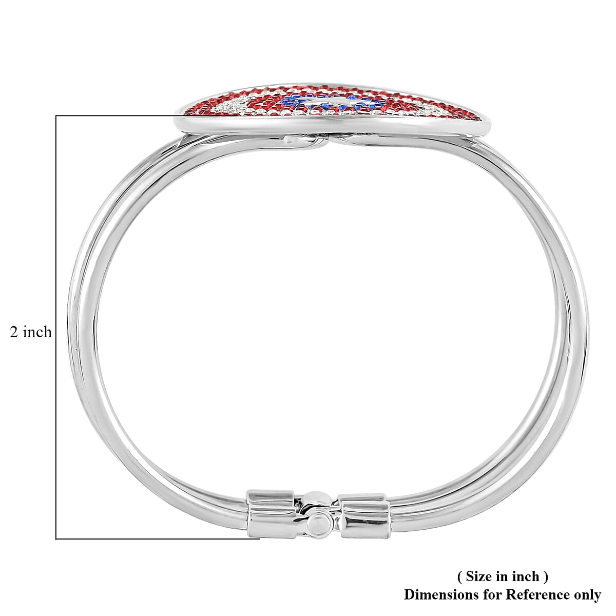 MARVEL Simulated Diamond Captain America Multi Crystal Bangle Bracelet in Silvertone (7.50 In)