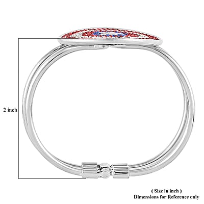 MARVEL Simulated Diamond Captain America Multi Crystal Bangle Bracelet in Silvertone (7.50 In)