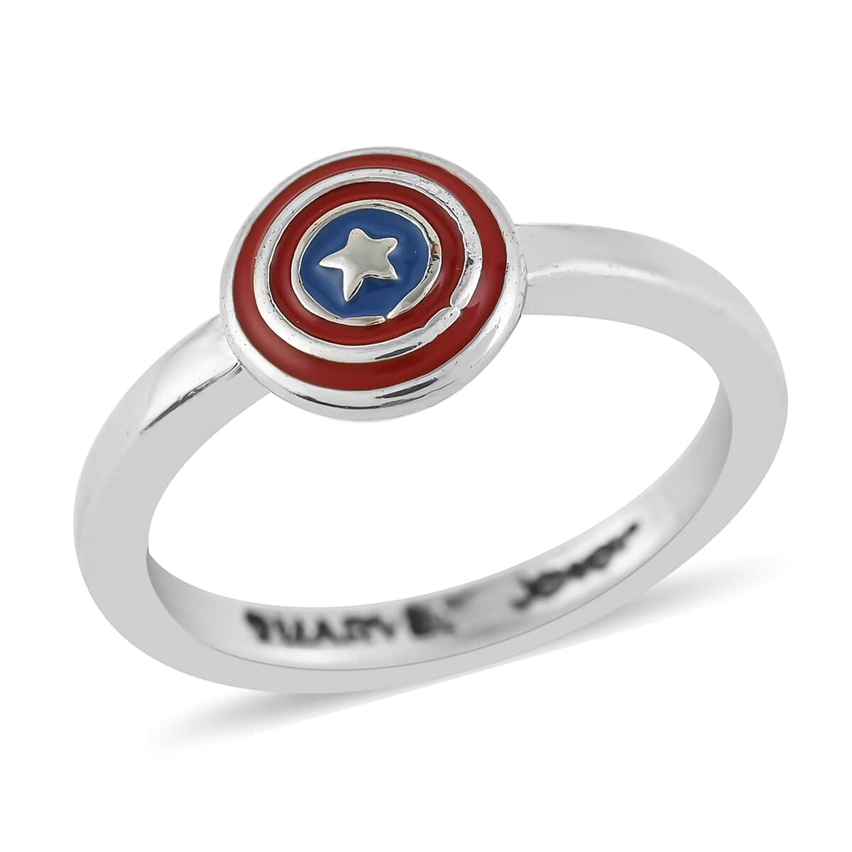 Marvel Captain America Shield Enameled Ring in Silvertone (Size 7.0) image number 0
