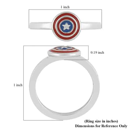 Marvel Captain America Shield Enameled Ring in Silvertone (Size 7.0) image number 4