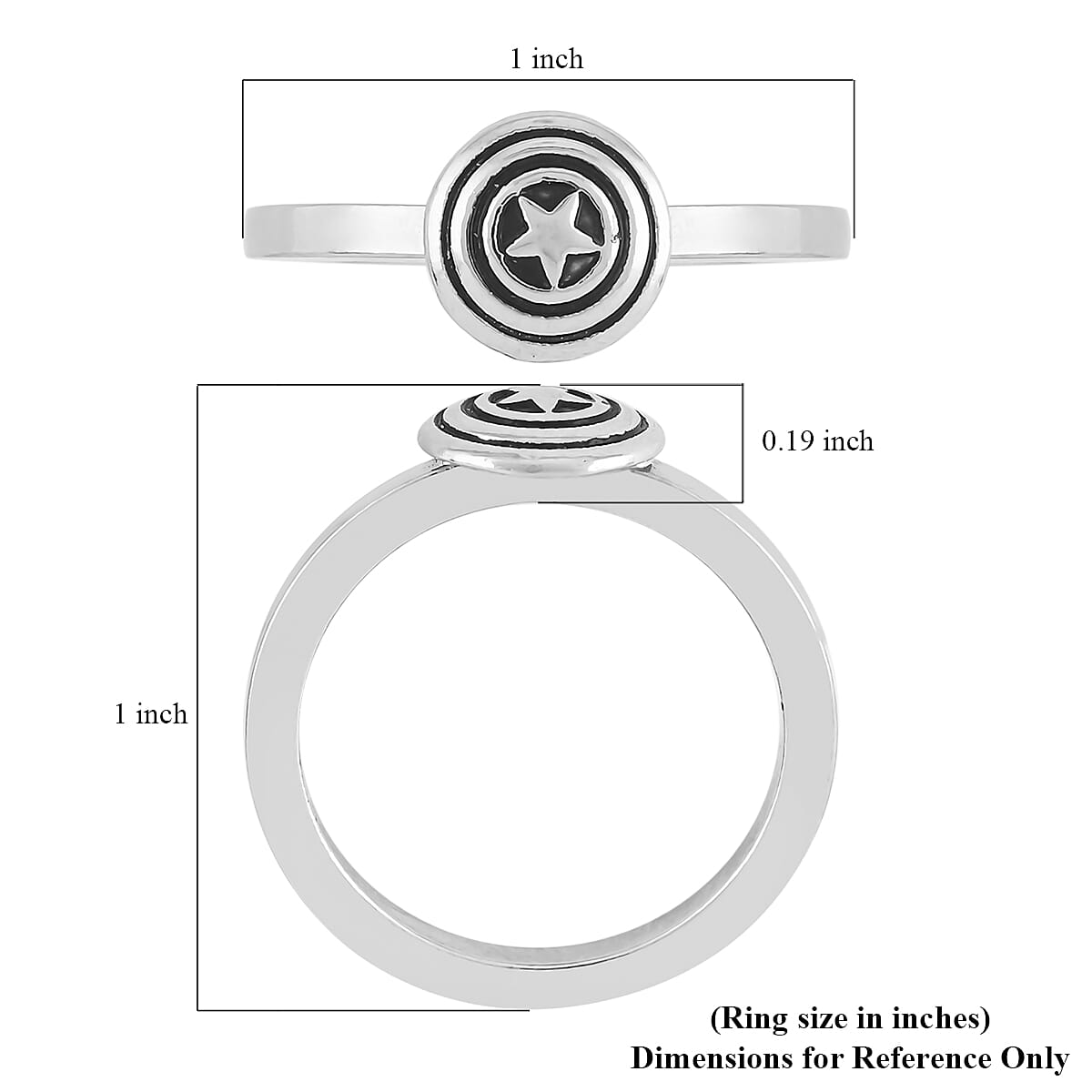 MARVEL Captain America Shield Ring in Silvertone (Size 7.0) image number 4