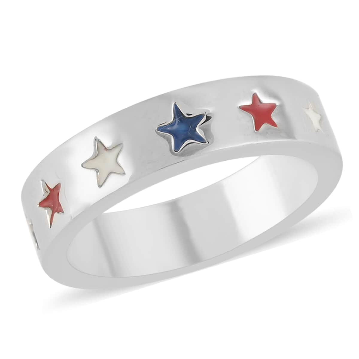 MARVEL Captain America Multi-Color Star Ring in Silvertone (Size 7.0) image number 0