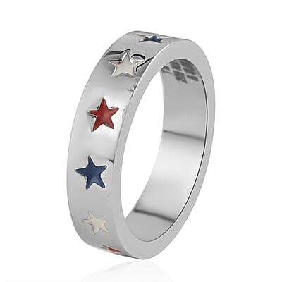 MARVEL Captain America Multi-Color Star Ring in Silvertone (Size 7.0)