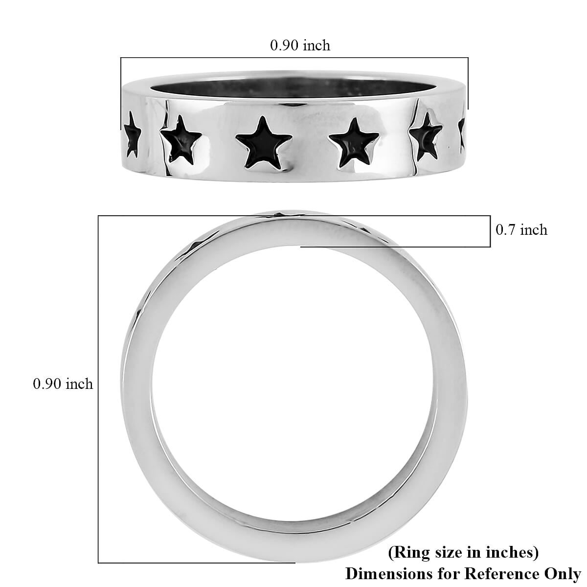 MARVEL Captain America Black Enameled Star Ring in Silvertone (Size 7.0)
