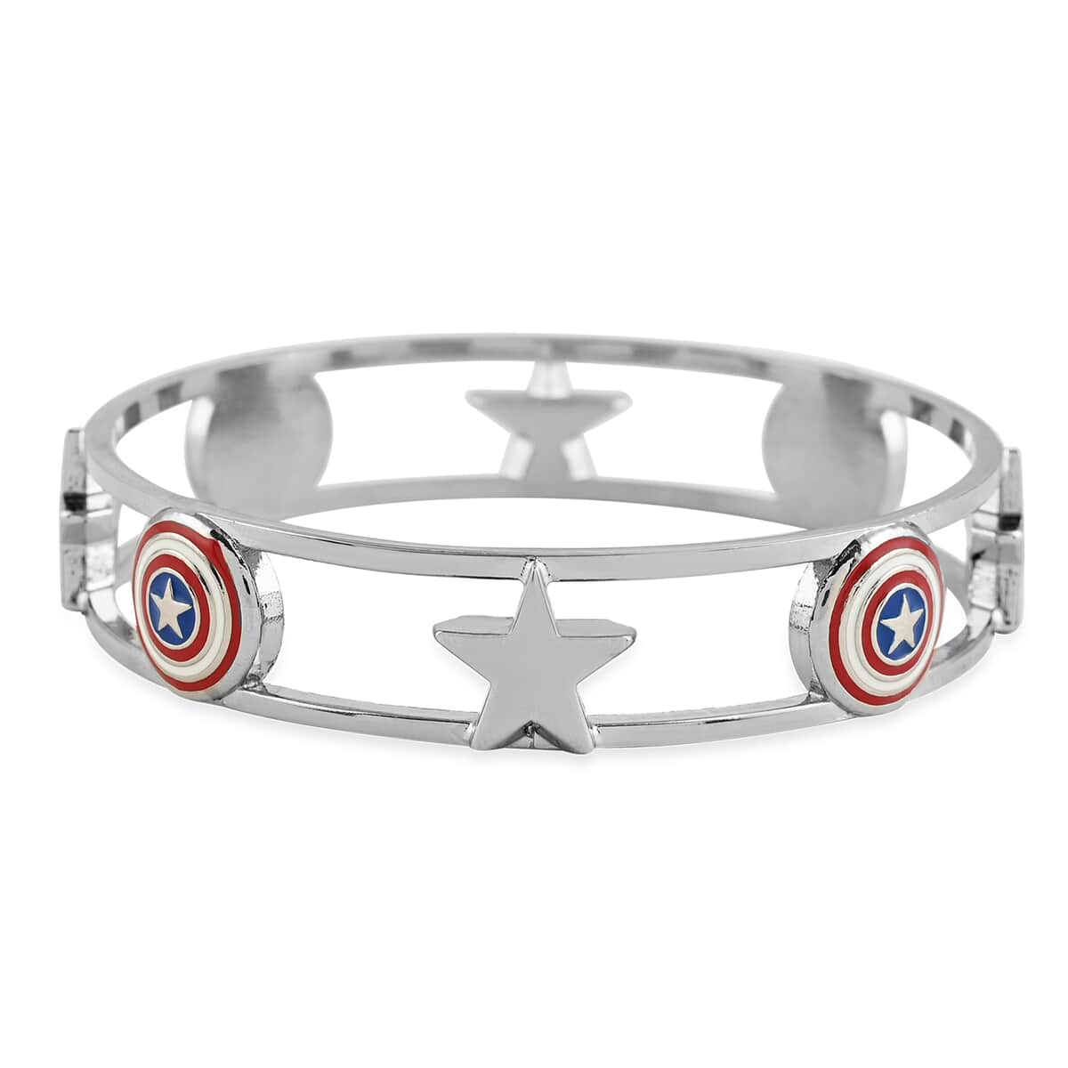 Captain America Bangle Bracelet in Silvertone (7.50 In) image number 0