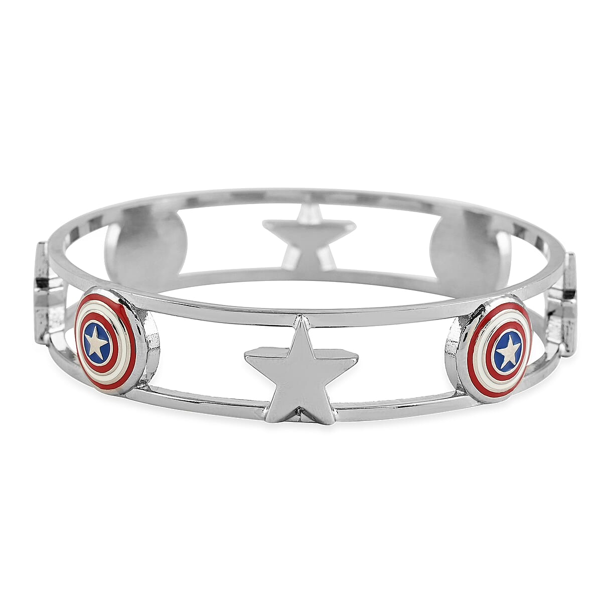 Captain America Bangle Bracelet in Silvertone (7.50 In) image number 0