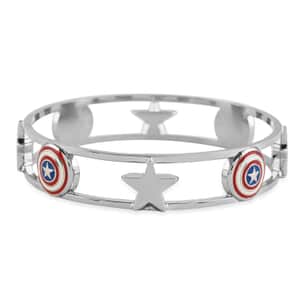 Captain America Bangle Bracelet in Silvertone (7.50 In)