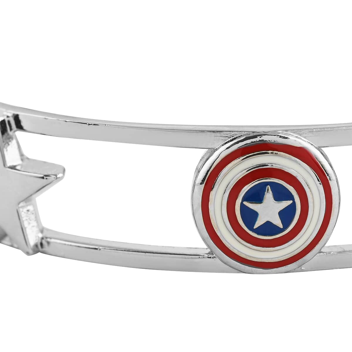 Captain America Bangle Bracelet in Silvertone (7.50 In) image number 2