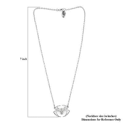Marvel Simulated Diamond Spider Necklace in Silvertone 17.5 Inches