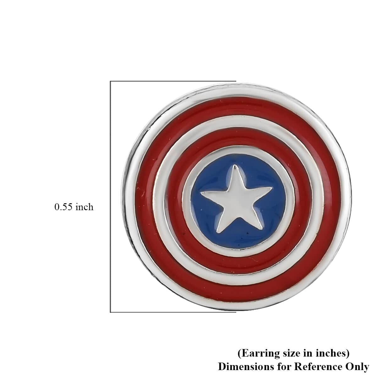 MARVEL Enameled Captain America Stud Earrings in Silvertone image number 4