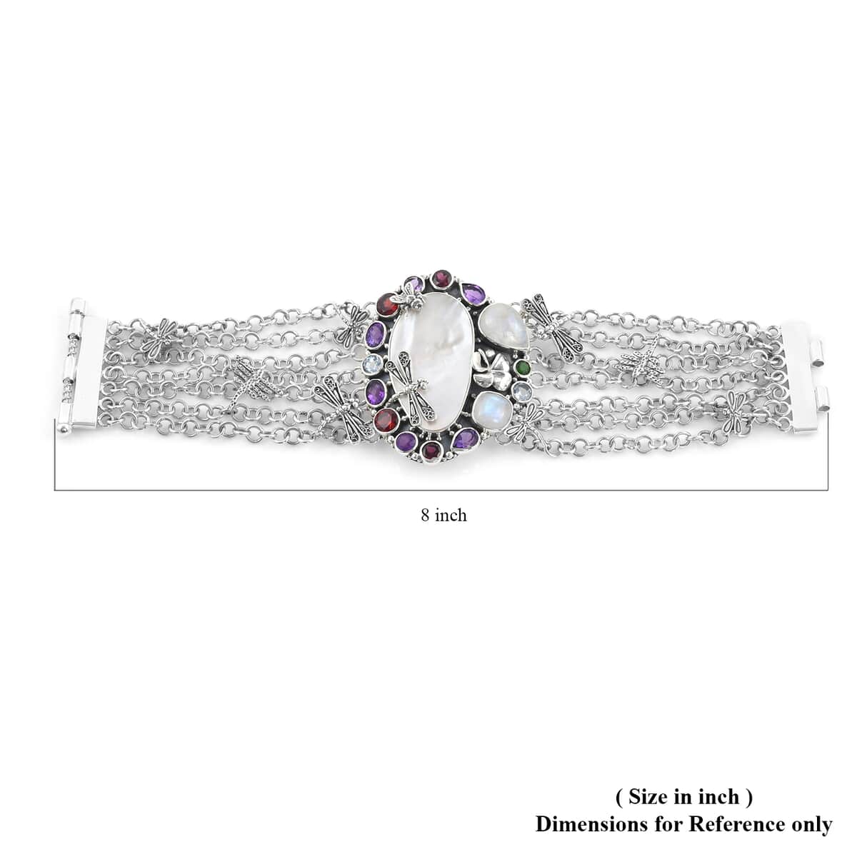 BALI LEGACY Mother Of Pearl and Multi Gemstone Bracelet in Sterling Silver (7.25 In) 58 Grams 18.80 ctw image number 4