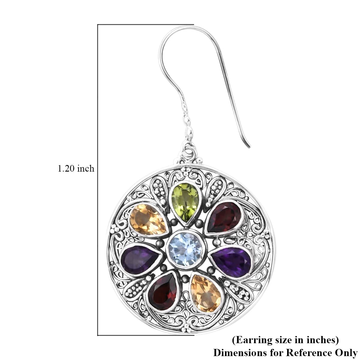 Bali Legacy Multi Gemstone Floral Earrings in Sterling Silver 13.40 ctw image number 4