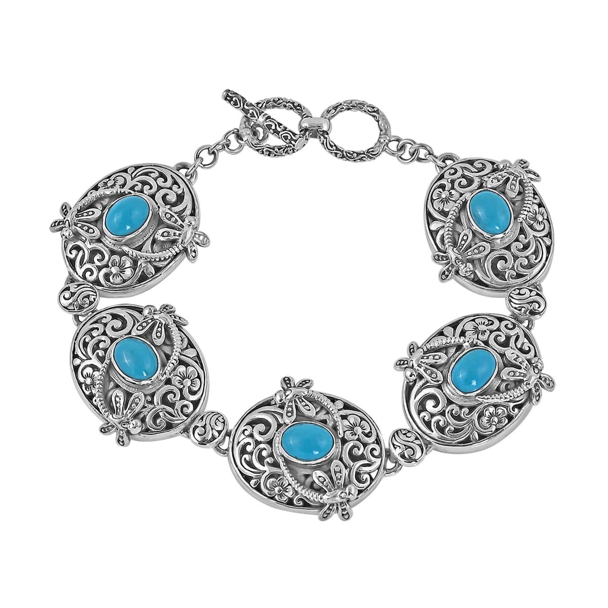 BALI LEGACY Natural Arizona Sleeping Beauty Turquoise Bracelet in Sterling Silver (7.00 In) (32.75 g) 5.00 ctw image number 0