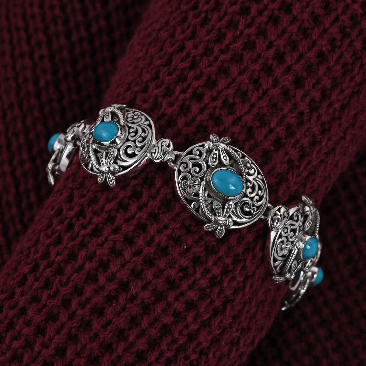 BALI LEGACY Natural Arizona Sleeping Beauty Turquoise Bracelet in Sterling Silver (7.00 In) (32.75 g) 5.00 ctw image number 1