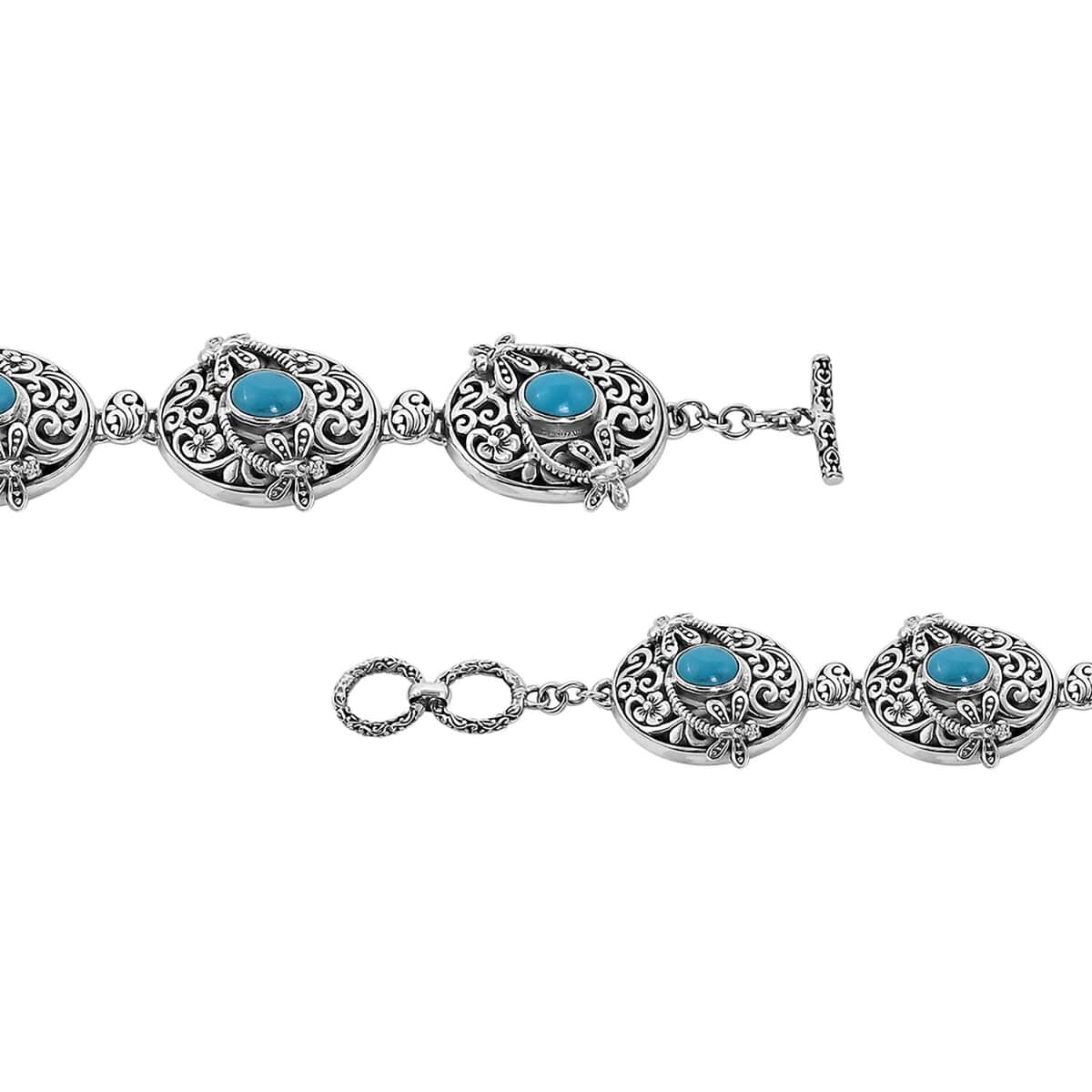 BALI LEGACY Natural Arizona Sleeping Beauty Turquoise Bracelet in Sterling Silver (7.00 In) (32.75 g) 5.00 ctw image number 4