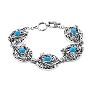 Bali Legacy Sleeping Beauty Turquoise Dragonfly Toggle Clasp Bracelet in Sterling Silver (7.50 In) 5.50 ctw
