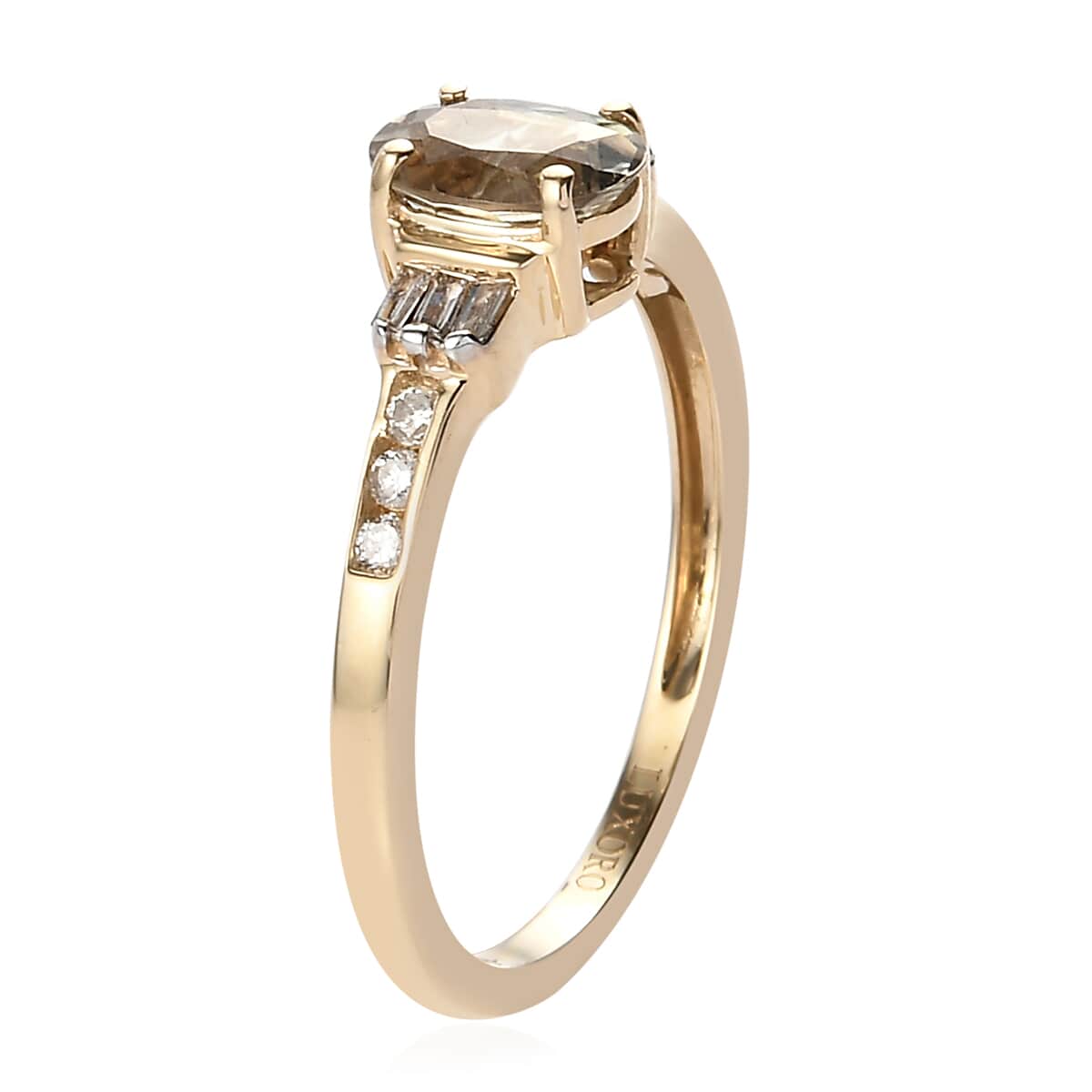 Luxoro 10K Yellow Gold Premium Turkizite and Diamond Ring (Size 8.0) 1.00 ctw image number 3