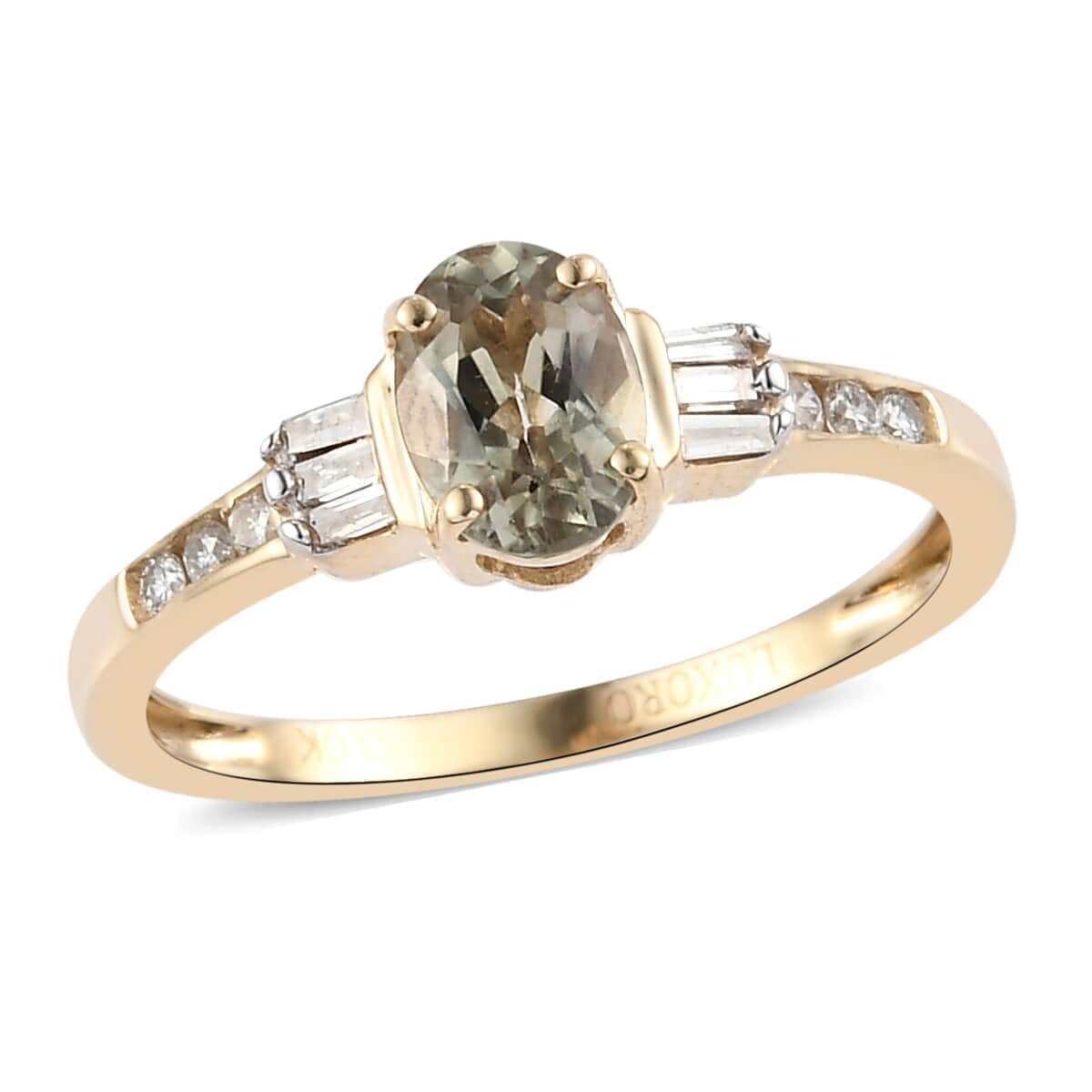 Luxoro 10K Yellow Gold Premium Turkizite and Diamond Ring (Size 9.0) 1.00 ctw image number 0