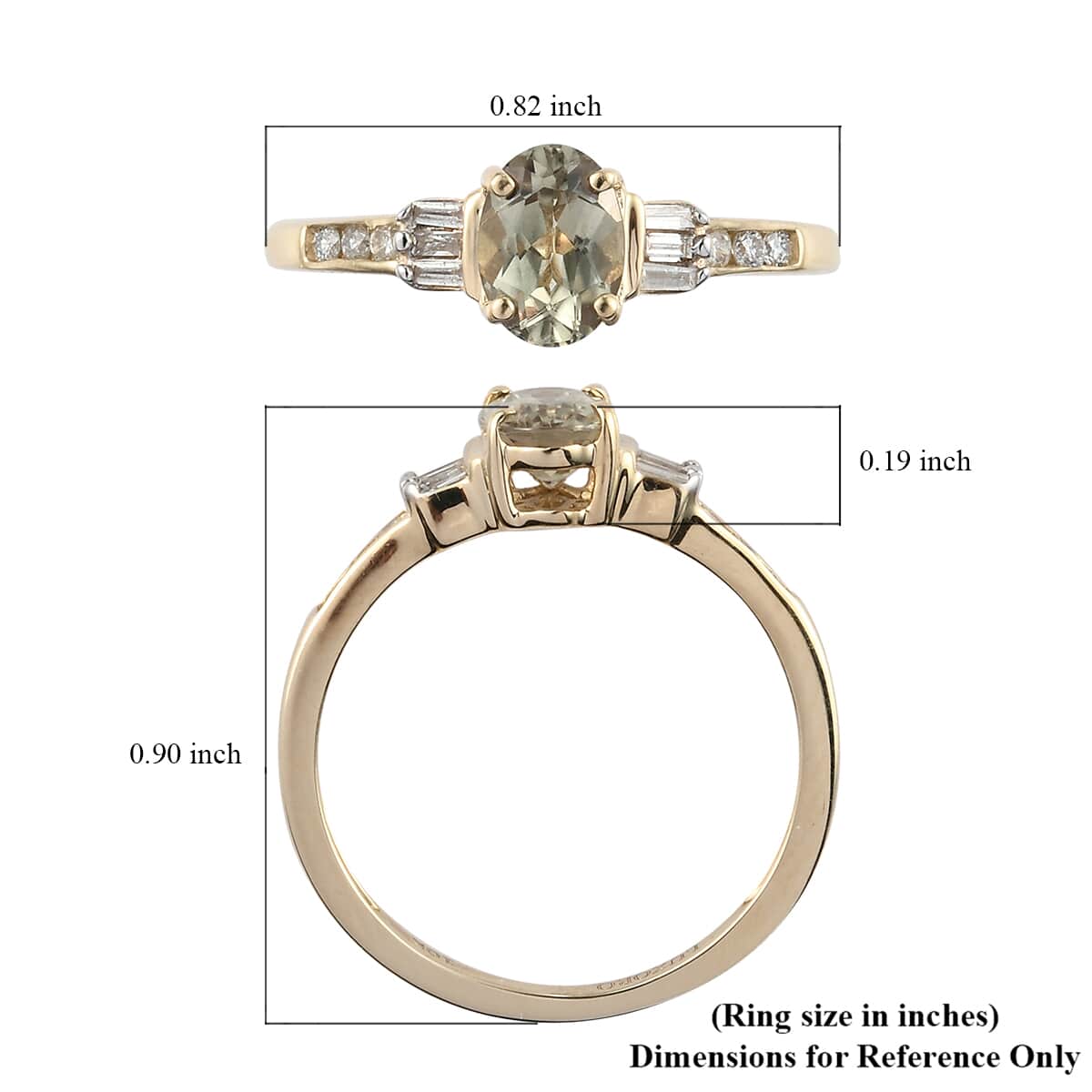 Luxoro 10K Yellow Gold Premium Turkizite and Diamond Ring (Size 9.0) 1.00 ctw image number 5