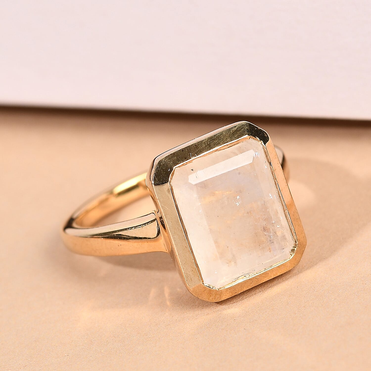 Rainbow Moonstone Ring in Vermeil YG Over Sterling Silver (Size 8.0) 5.50 ctw