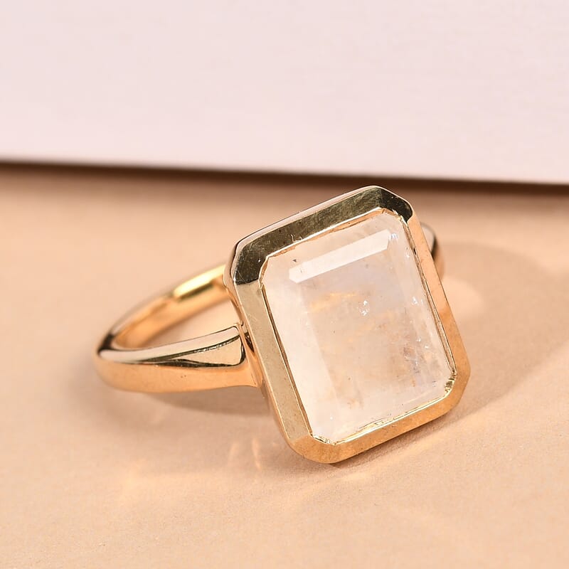 Rainbow Moonstone Ring in Vermeil YG Over Sterling Silver (Size 8.0) 5.50 ctw