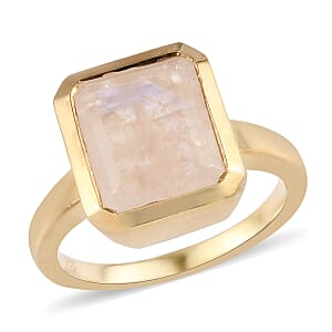 Rainbow Moonstone 5.50 ctw Ring in Vermeil Yellow Gold Over Sterling Silver (Size 10.0)