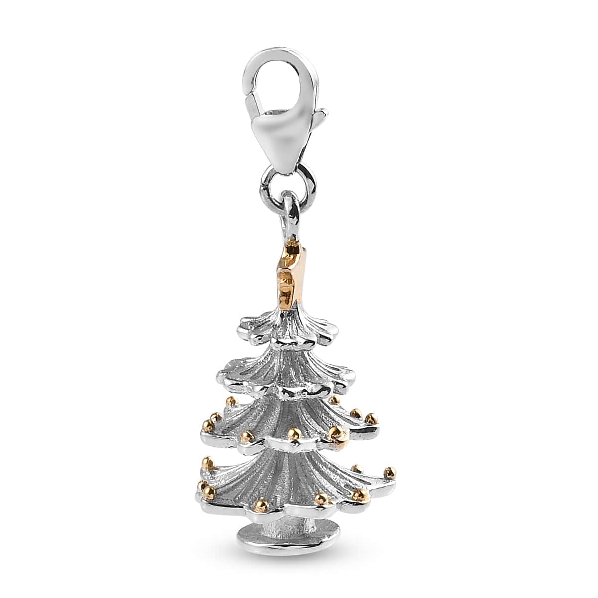 Christmas Tree Charm in 14K YG and Platinum Over Sterling Silver 4 Grams image number 0