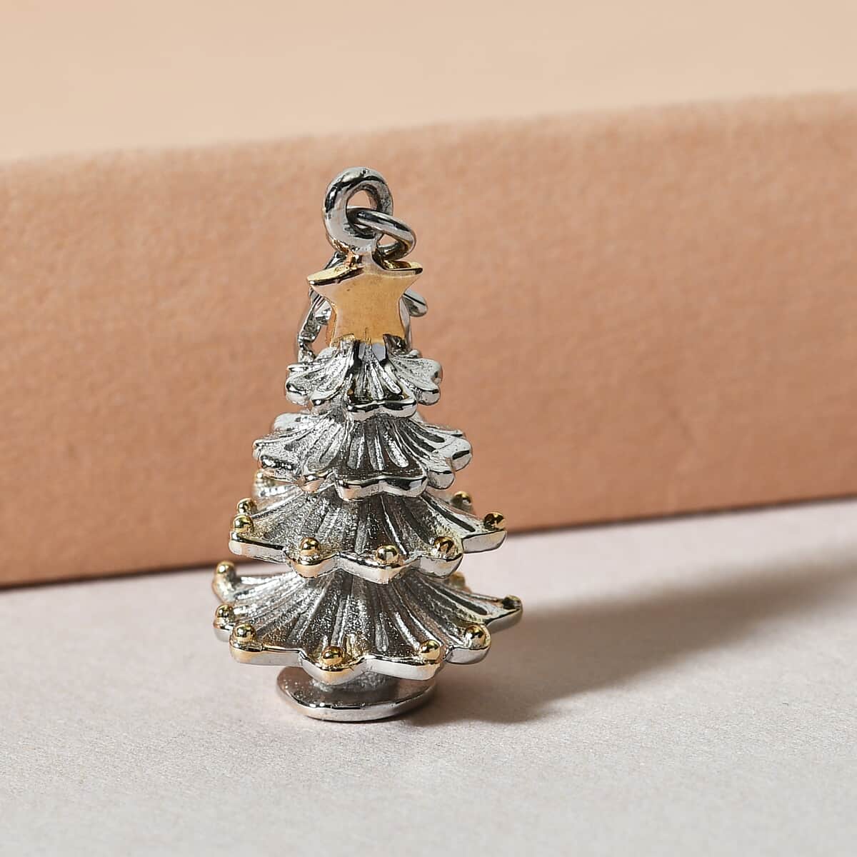 Christmas Tree Charm in 14K YG and Platinum Over Sterling Silver 4 Grams image number 1