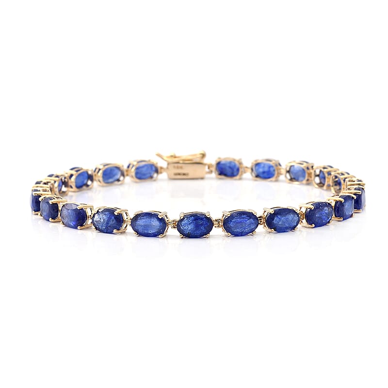 Luxoro 10K Yellow Gold AAA Masoala Sapphire (D) Tennis Bracelet (6.75 In) 14.25 ctw