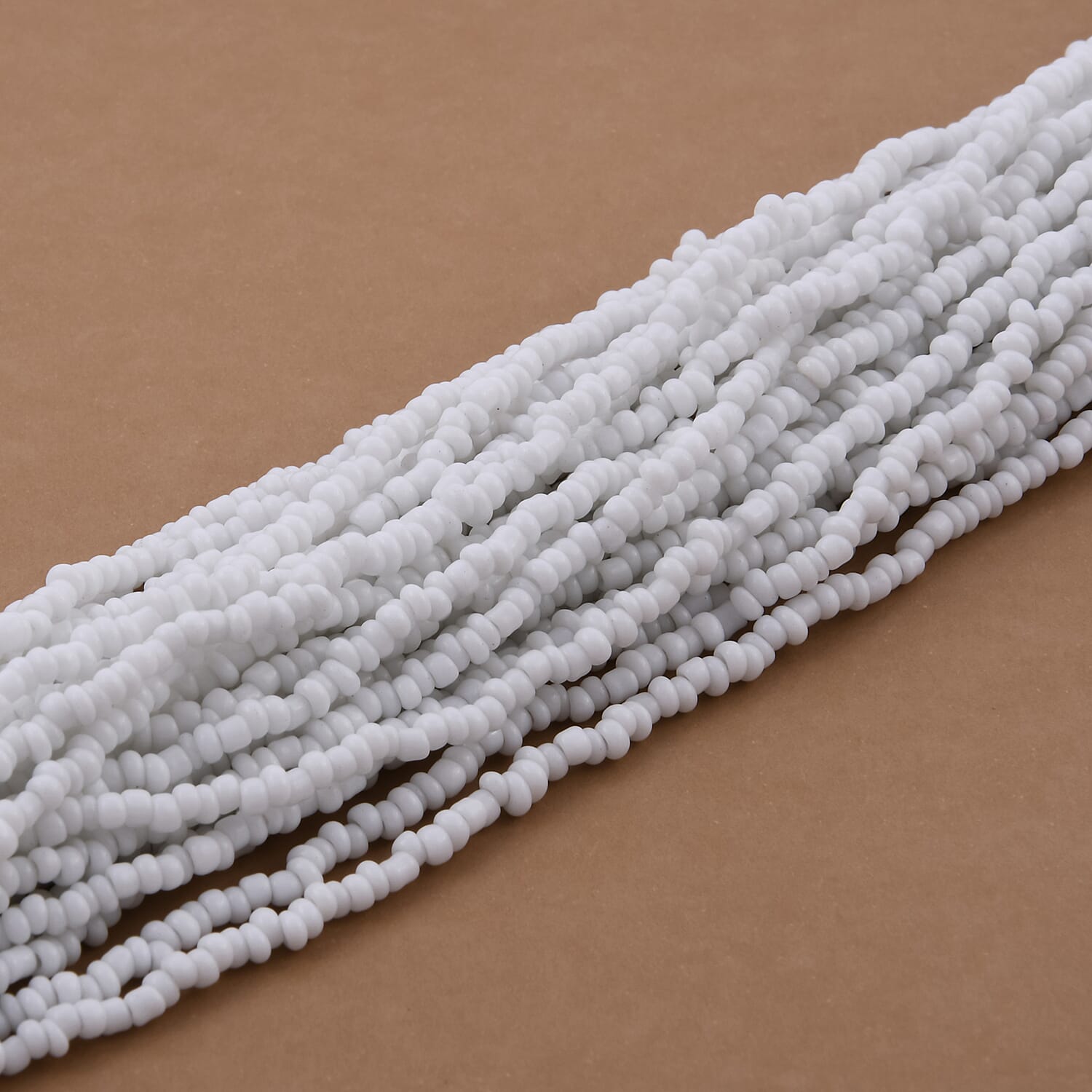White Glass Seed Beads Necklace (Approx 22 Inches)