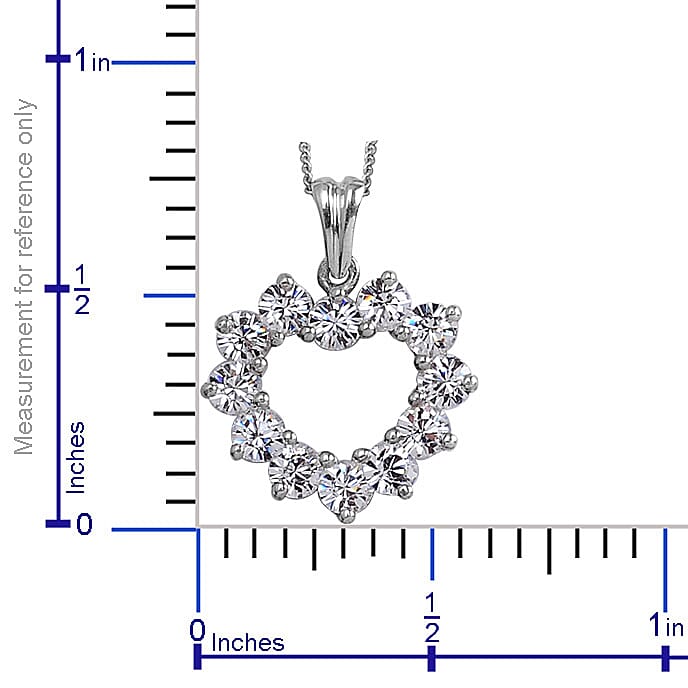 J Francis - Crystal Pendant Necklace 20 Inches in Platinum Over Sterling Silver