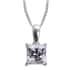 J Francis  Made with Finest CZ Solitaire Pendant Necklace 20 Inches in Platinum Over Sterling Silver 2.40 ctw image number 0